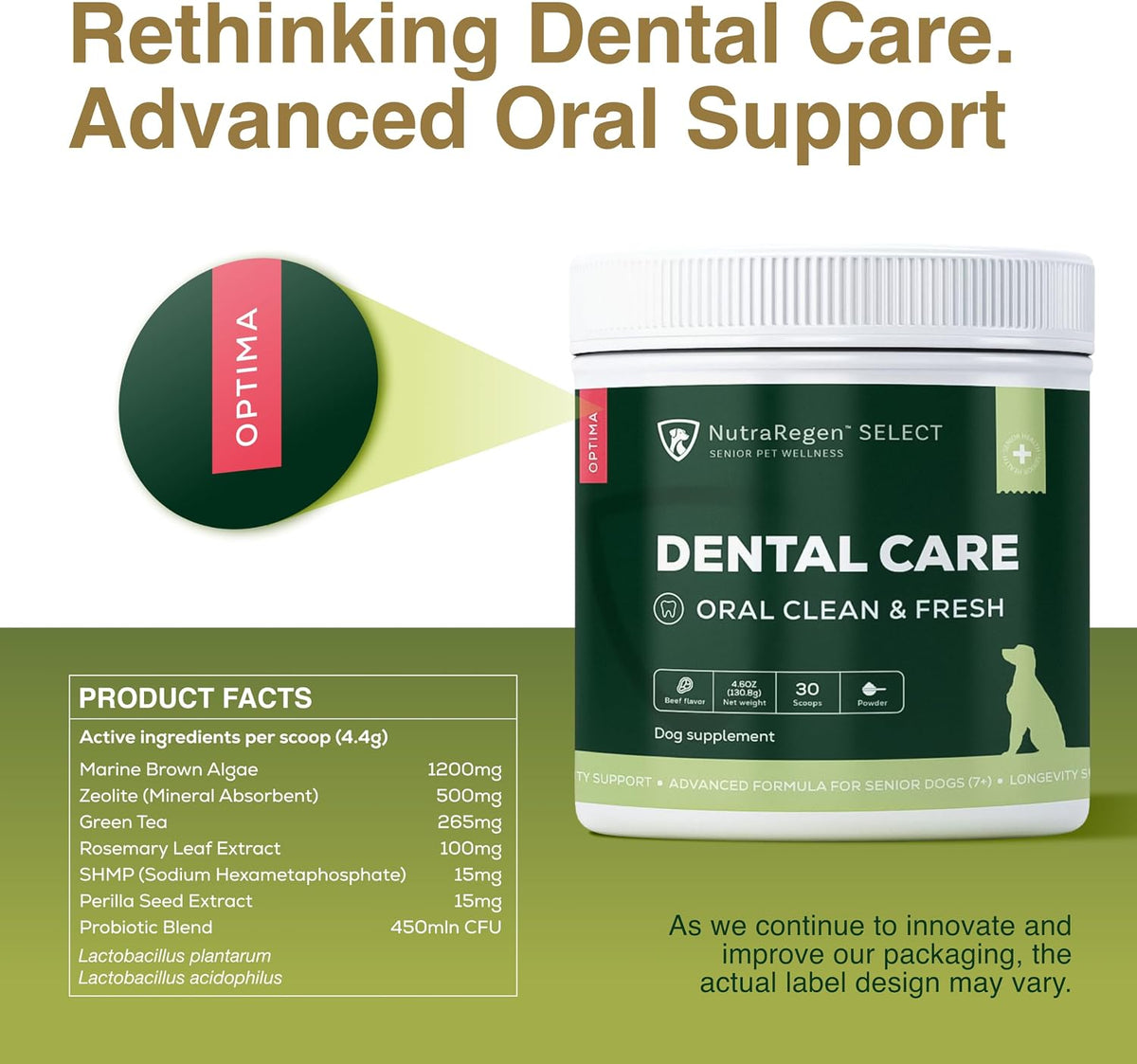 NutraRegen Dental Care ingredients and packaging